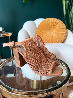 ALDO Brown Woven Block Heel Sandals